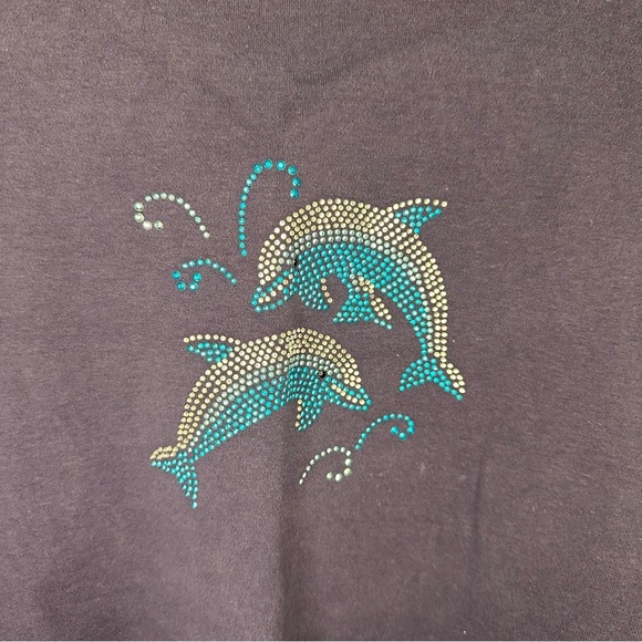 Cruise Wear & Co. Navy Rhinestone Dolphin T-Shirt – Women’s XXL - Picture 2 of 4